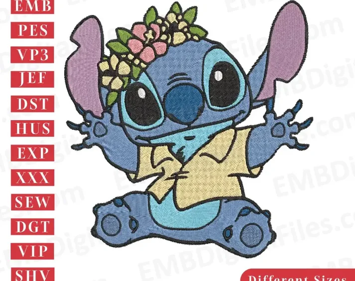 Stitch with Christmas ornaments embroidery file, Lilo and Stitch, Free Cartoon Embroidery