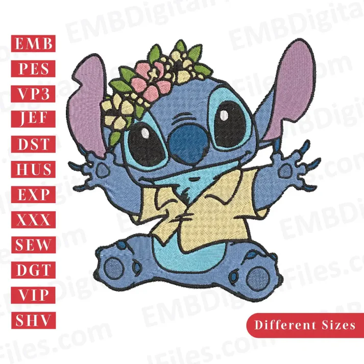Stitch with Christmas ornaments embroidery file, Lilo and Stitch, Free Cartoon Embroidery