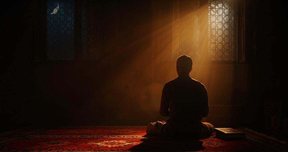 Muslim performing Istikhara prayer to seek Allah’s guidance and peace