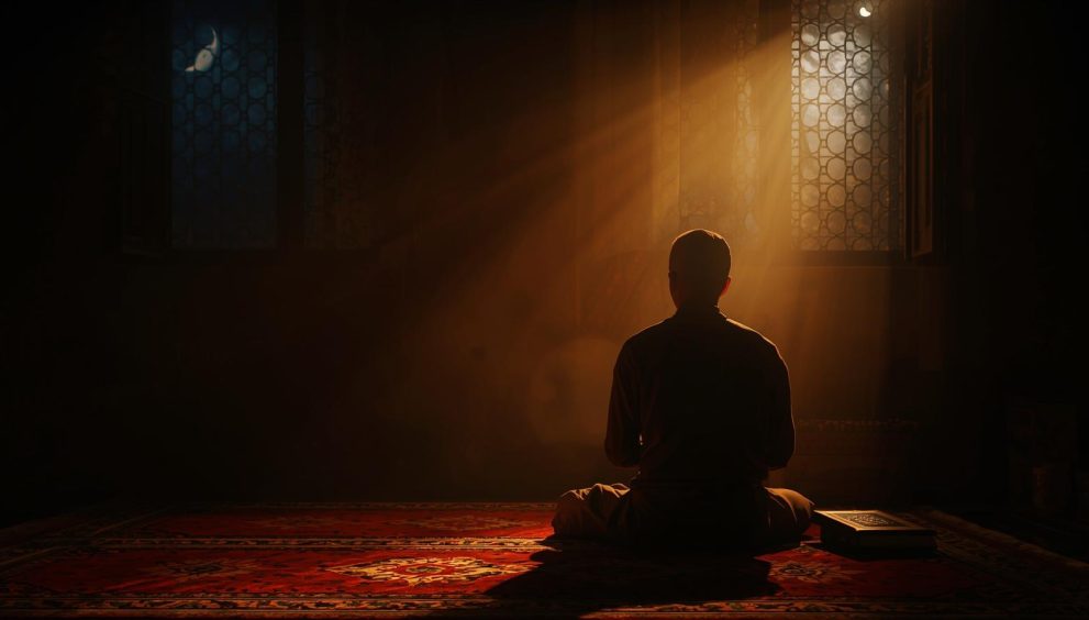 Muslim performing Istikhara prayer to seek Allah’s guidance and peace