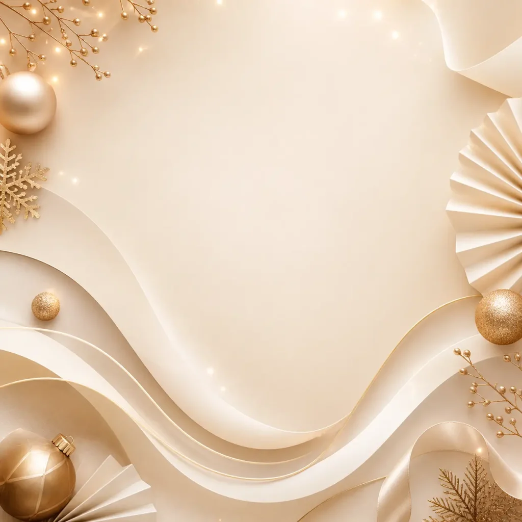 Budget holiday party decoration ideas that look expensive shown through a clean, minimalist neutral background with soft beige tones, subtle texture, and a calm, elegant atmosphere representing a premium yet simple festive styling concept.