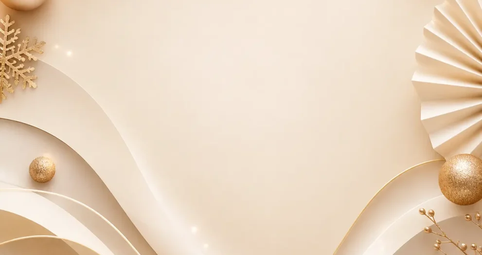Budget holiday party decoration ideas that look expensive shown through a clean, minimalist neutral background with soft beige tones, subtle texture, and a calm, elegant atmosphere representing a premium yet simple festive styling concept.