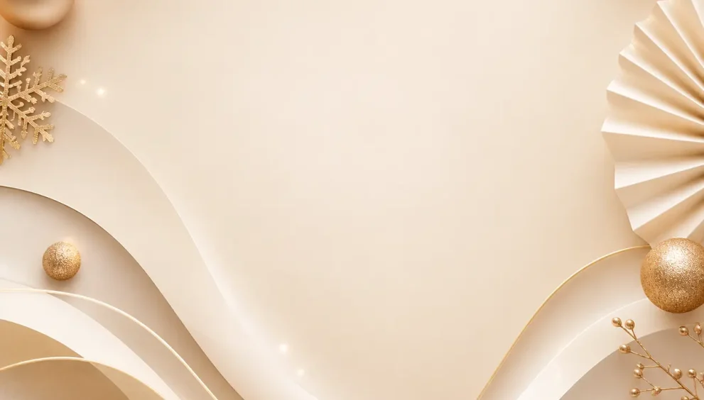 Budget holiday party decoration ideas that look expensive shown through a clean, minimalist neutral background with soft beige tones, subtle texture, and a calm, elegant atmosphere representing a premium yet simple festive styling concept.