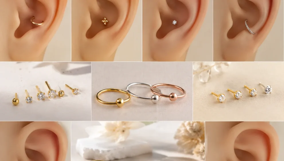 Cute Conch Piercing Ideas for Women Who Love Minimal Style featuring elegant hoop and stud jewelry, minimalist ear aesthetics, delicate metallic designs, and modern conch piercing inspiration for classy everyday fashion.