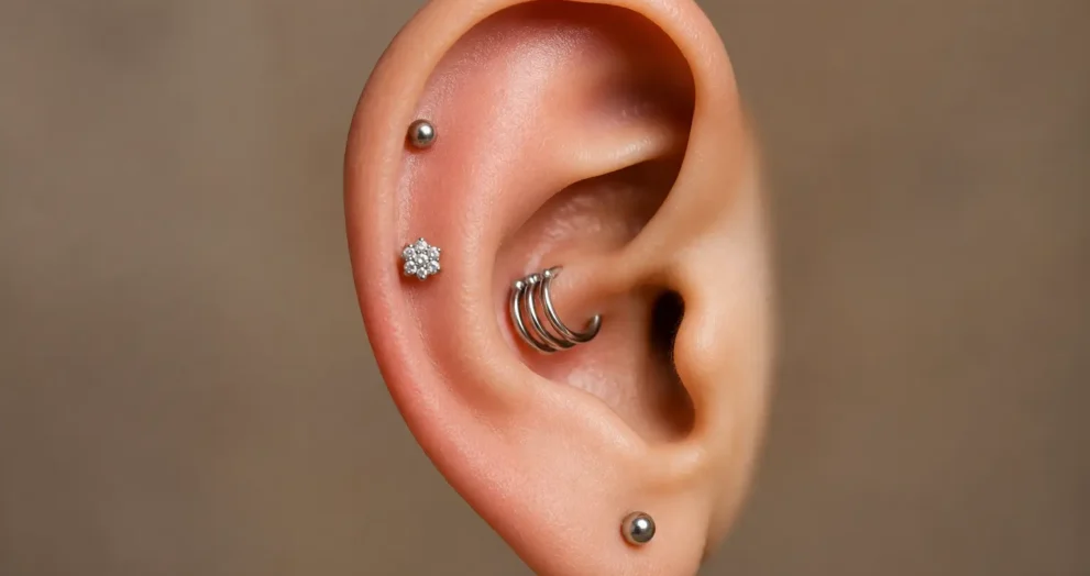 Is a Conch Piercing Worth It featuring a healed inner conch piercing with elegant cartilage jewelry, highlighting conch piercing pros, healing success, ear styling options, and modern piercing trends.