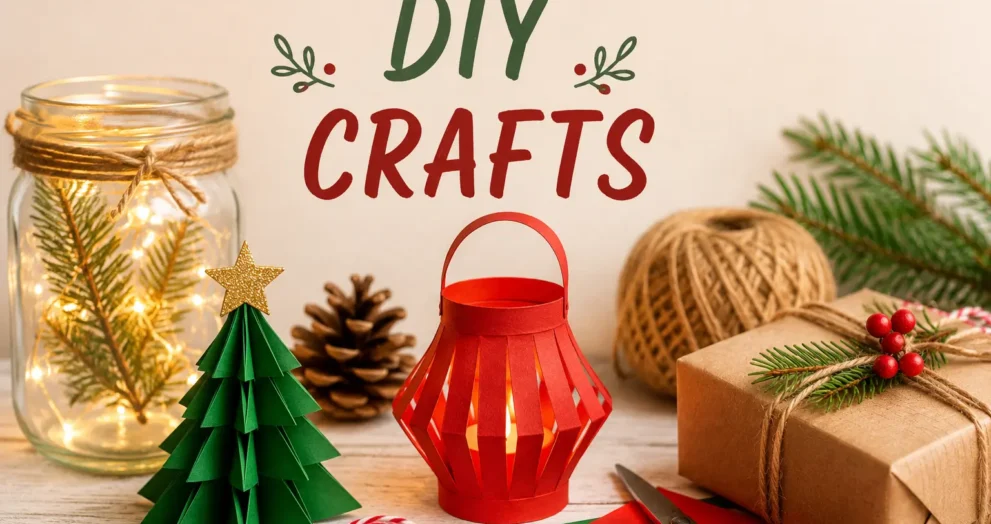 Holiday party ideas with simple DIY decorations and cozy handmade festive elements