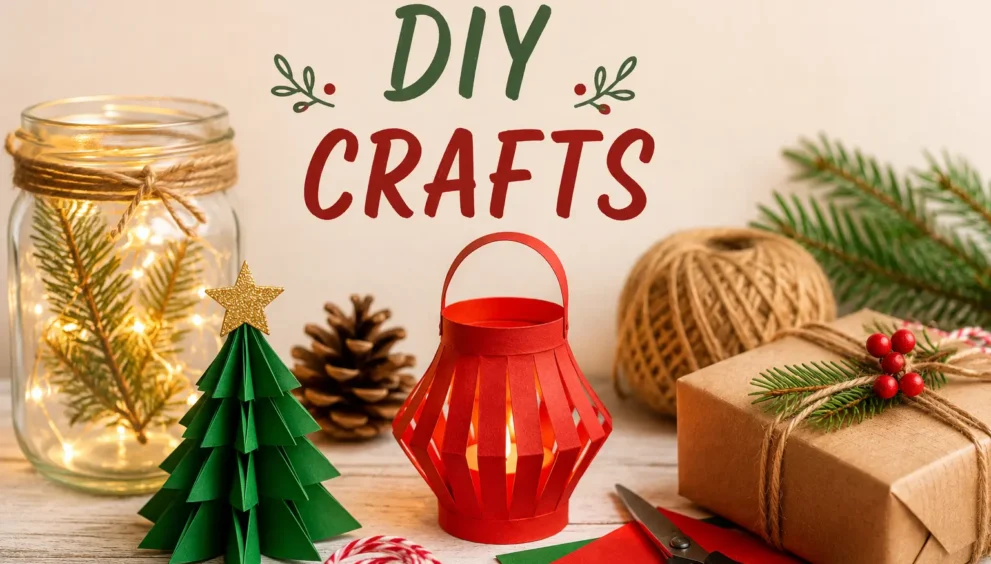 Holiday party ideas with simple DIY decorations and cozy handmade festive elements