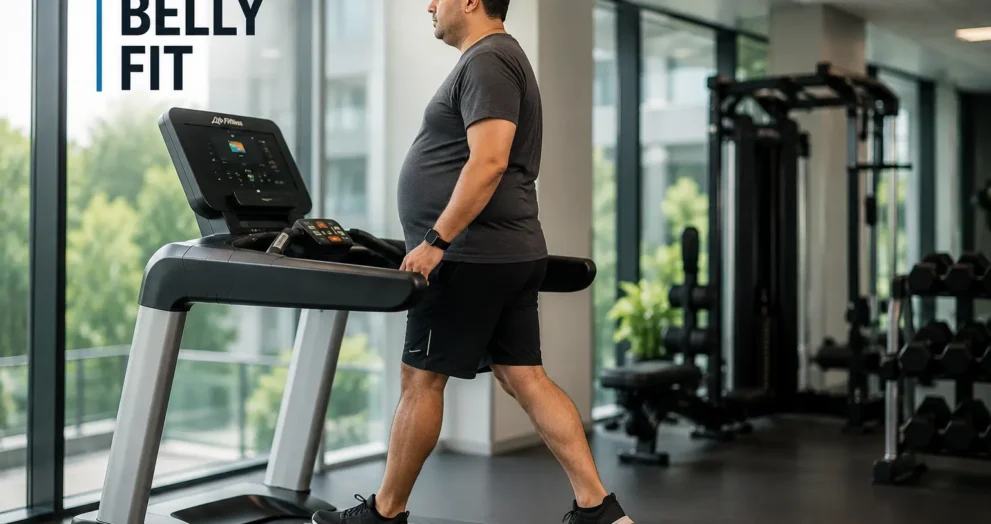 Life Fitness treadmill for belly fat reduction with incline walking workout in a modern gym