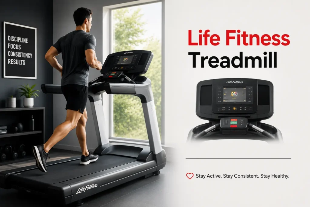 Man exercising on a Life Fitness treadmill to build consistent fitness habits and maintain an active healthy lifestyle
