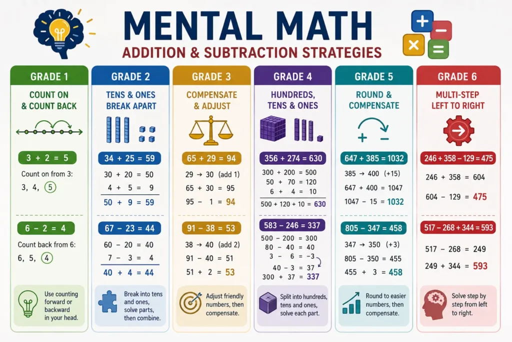 Addition and Subtraction Worksheets for Mental Math Skills