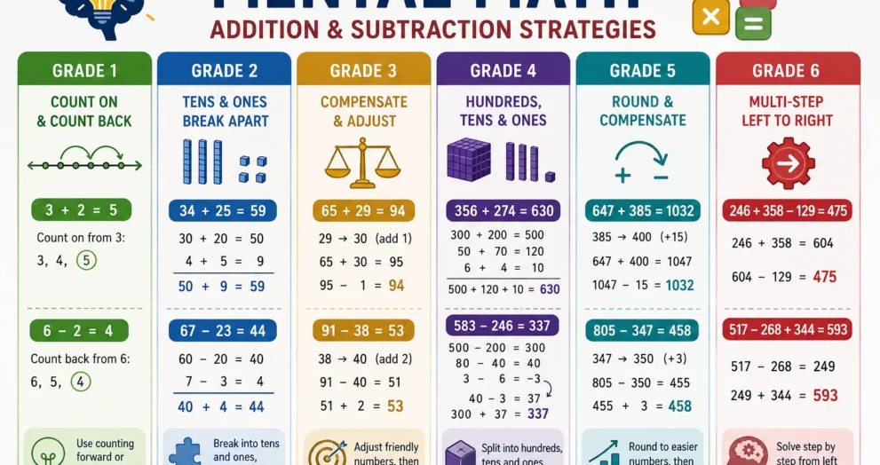 Addition and Subtraction Worksheets for Mental Math Skills