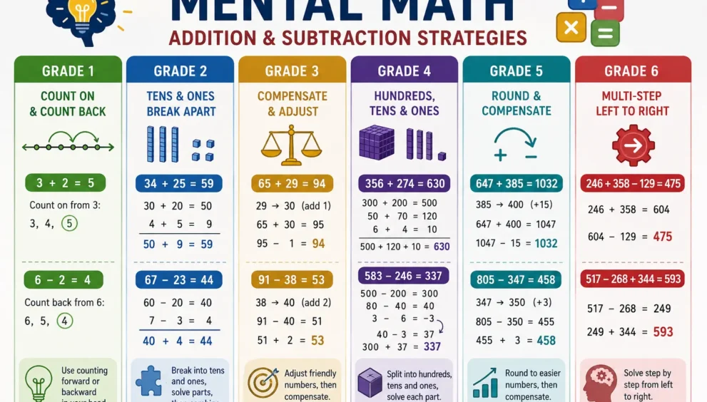 Addition and Subtraction Worksheets for Mental Math Skills