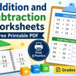 Free Printable Addition and Subtraction Worksheets PDF