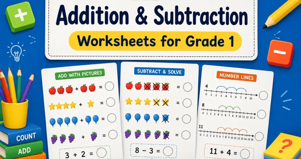 Grade 1 Addition and Subtraction Worksheets for Kids
