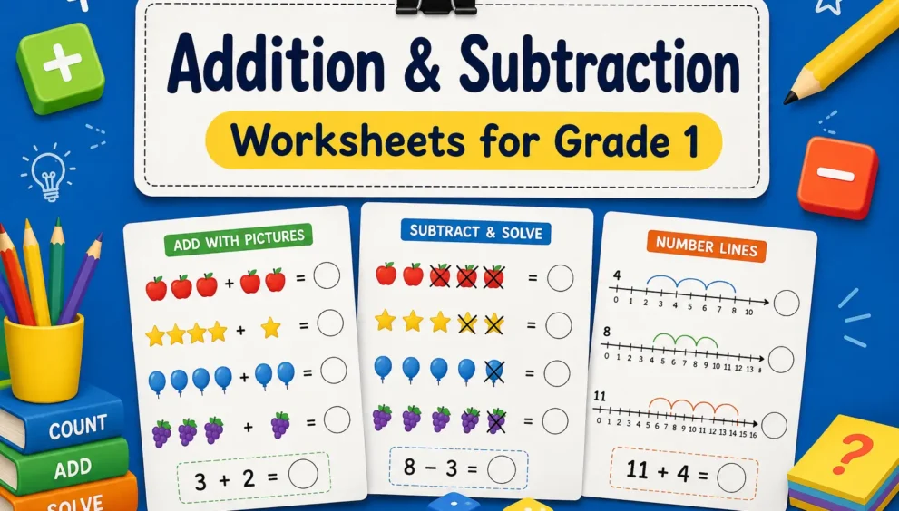 Grade 1 Addition and Subtraction Worksheets for Kids
