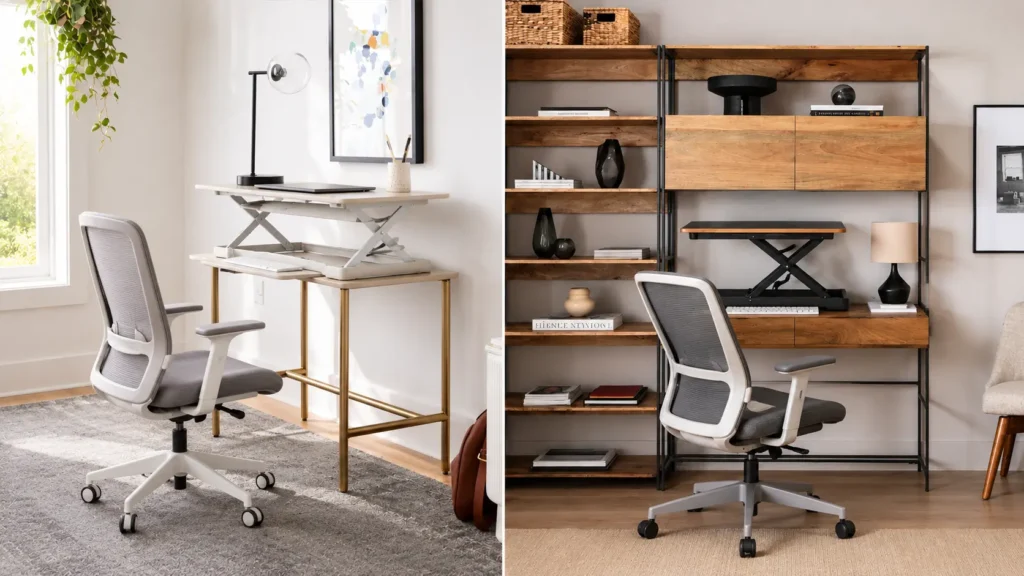 Riser desk — compact sit-stand setup for small home office spaces