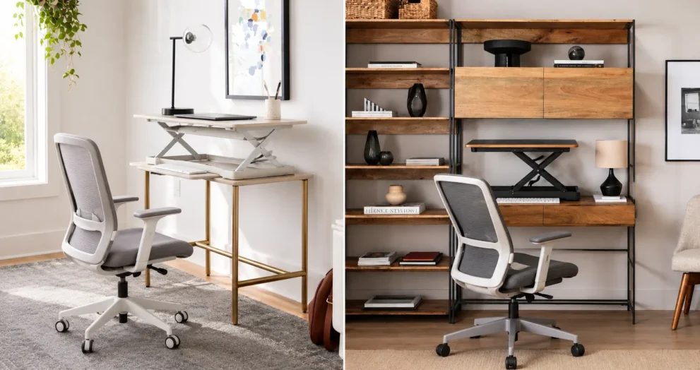 Riser desk — compact sit-stand setup for small home office spaces