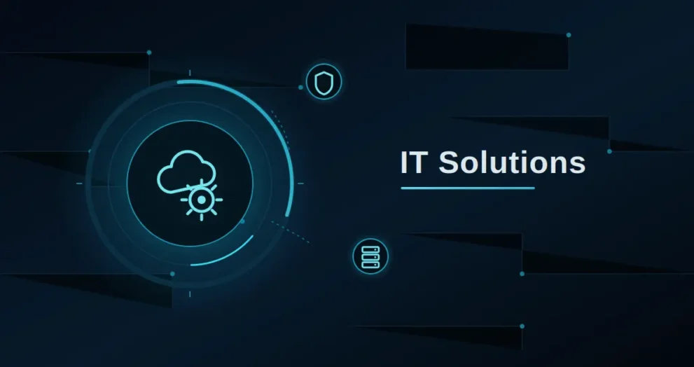 IT business solutions icons for cloud, security, and infrastructure boosting workplace productivity