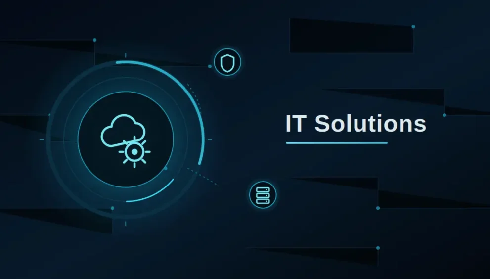 IT business solutions icons for cloud, security, and infrastructure boosting workplace productivity