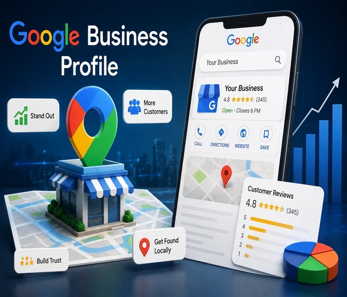 Google Map Pack showing top 3 local SEO service results for a search query