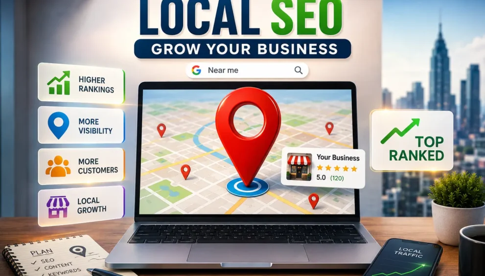 Local SEO service strategy helping a small business rank in Google Maps,